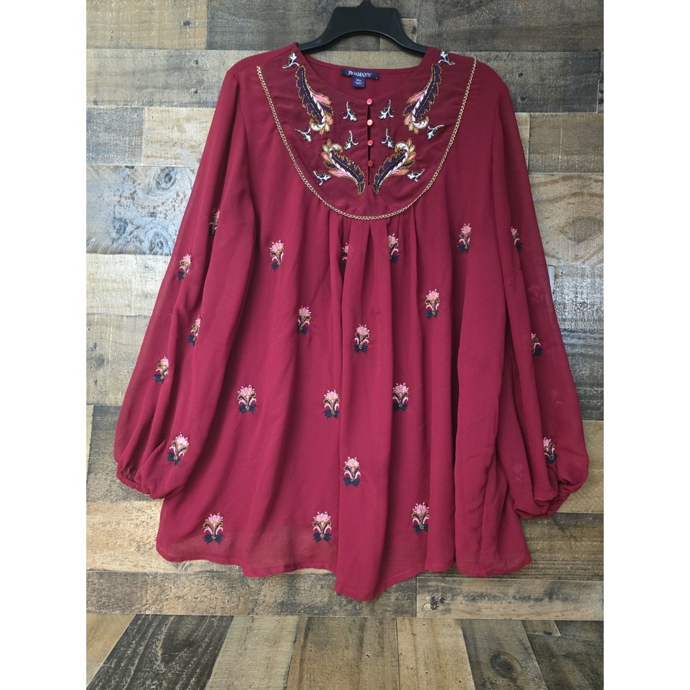 Women Embroidered Boho Top Size 16W Lined Fairy Romance Coquette Cottagecore
